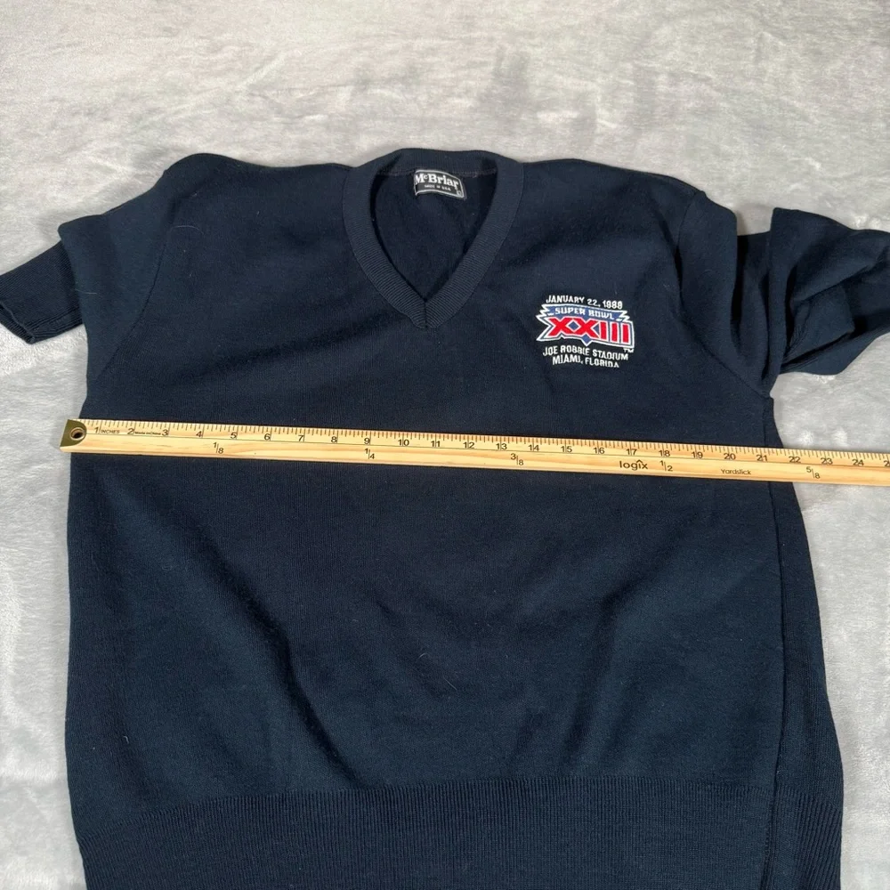 Vintage NFL Superbowl XXIII V Neck Sweater Mens L Acrylic Miami Florida 1989 80s